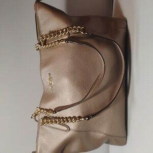 Coach Ava Chain Tote Gold Platinum Pebbled Leather Large F22208~EUC